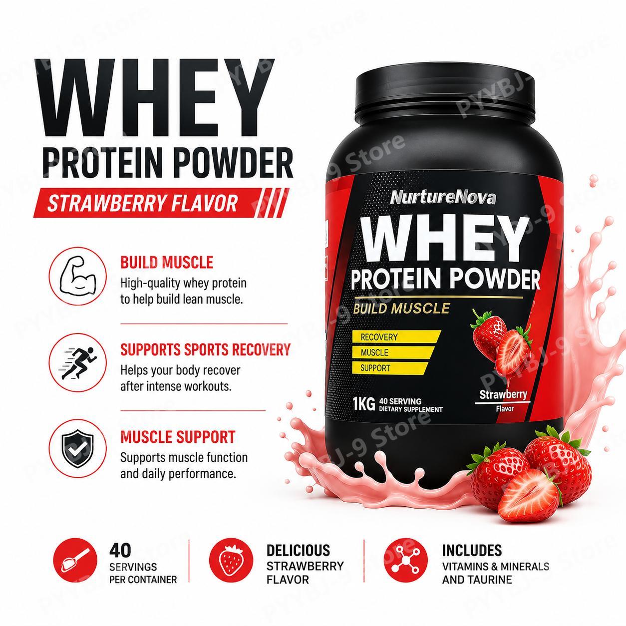 Nutrition For Fitness Training - NurtureNova Whey Protein Tozu Çilek Aromalı